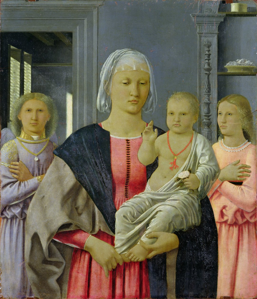 セニガリアのマドンナと子供と2人の天使、1470年頃（パネル上のテンペラ） 作： ピエロ・デラ・フランチェスカ