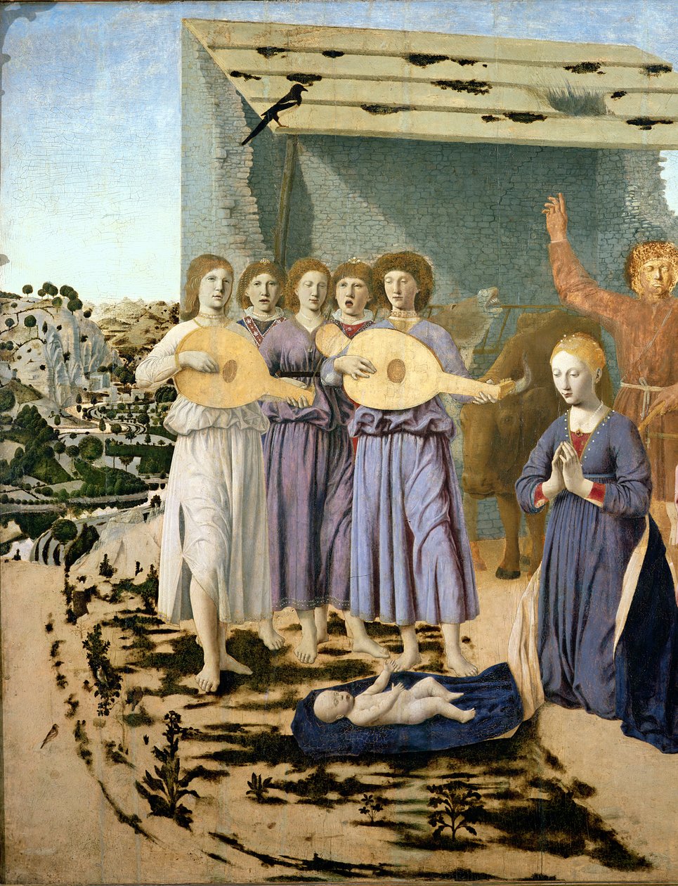 キリスト降誕、1470-75（パネル上のテンペラ）（5240の詳細） 作： ピエロ・デラ・フランチェスカ