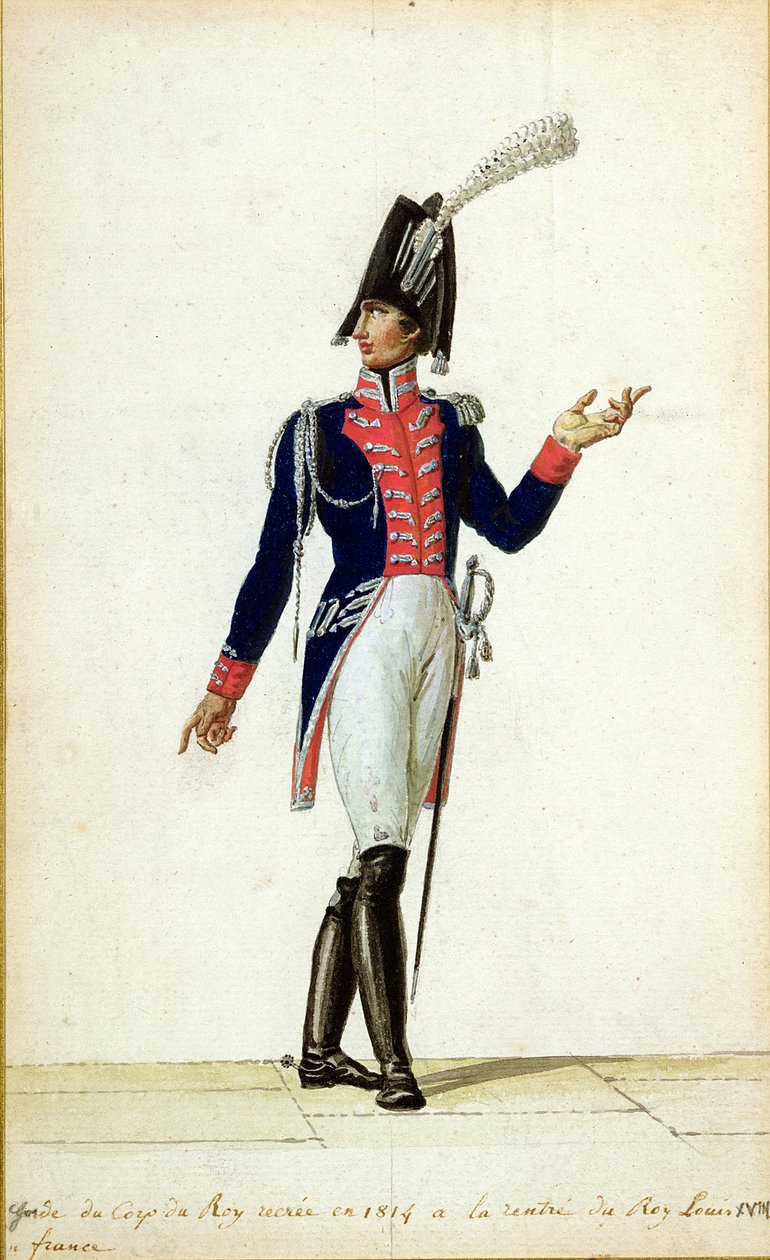 1814年にルイ18世（1755-1824）のガルドデュコープスの将校 作： ピエール・アントワーヌ・ルスール