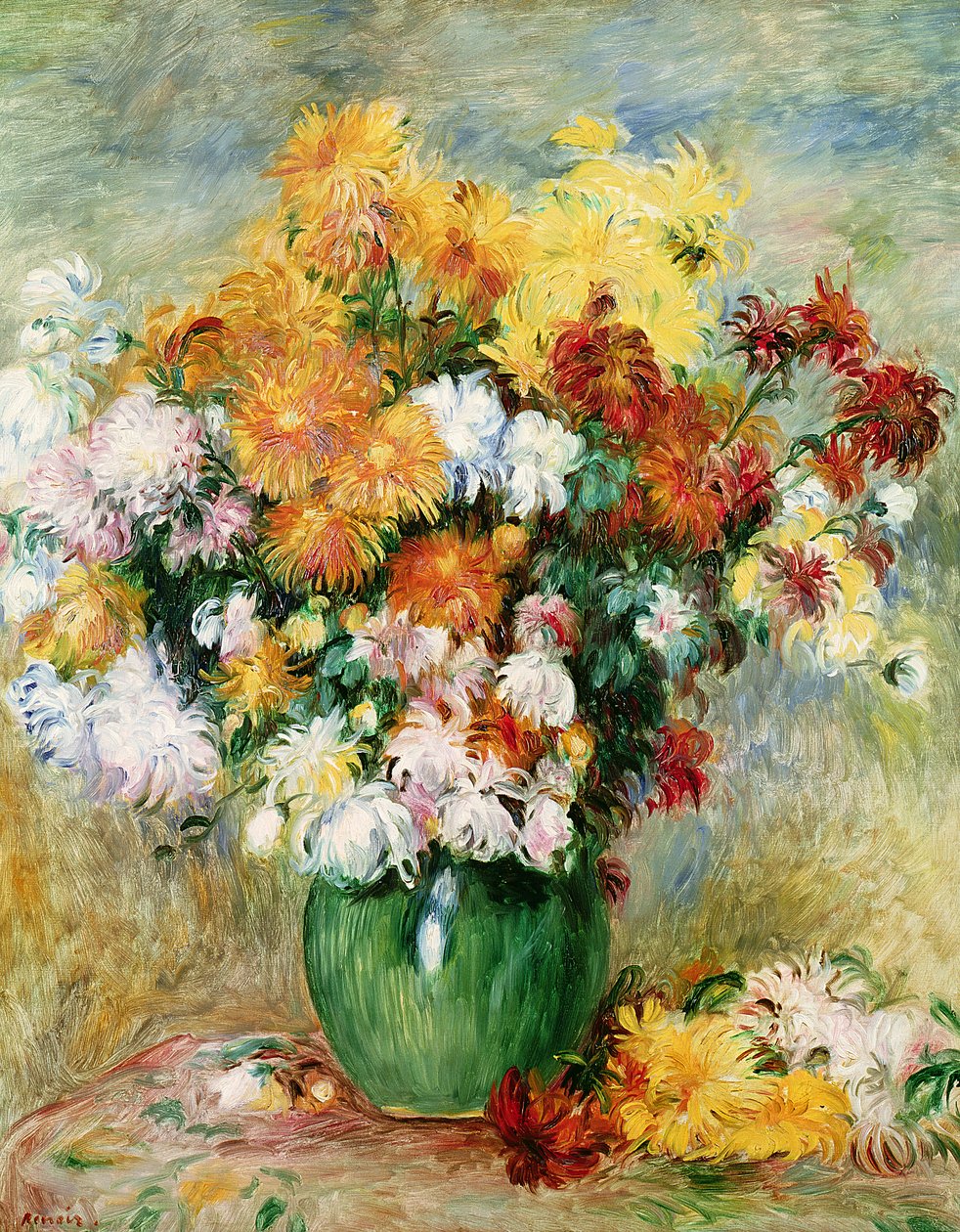 菊の花束、1884年頃 作： ピエールオーギュストルノワール