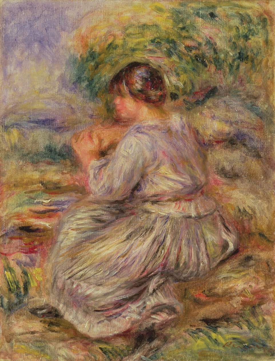 風景の中の少女、1914年 作： ピエールオーギュストルノワール