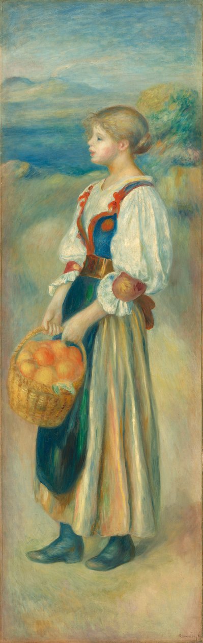 オレンジのバスケットを持つ少女、1889年 作： ピエールオーギュストルノワール