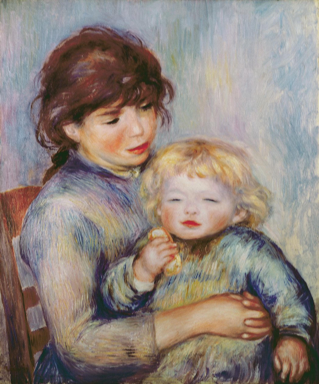 出産、またはビスケットを持つ子供、1887 作： ピエールオーギュストルノワール