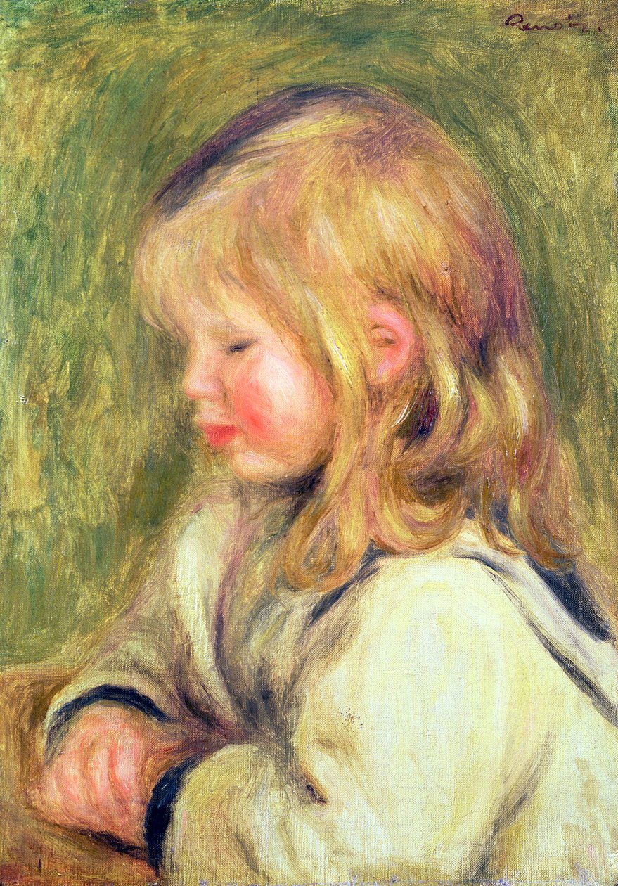 白シャツを読む子供、1905年 作： ピエールオーギュストルノワール