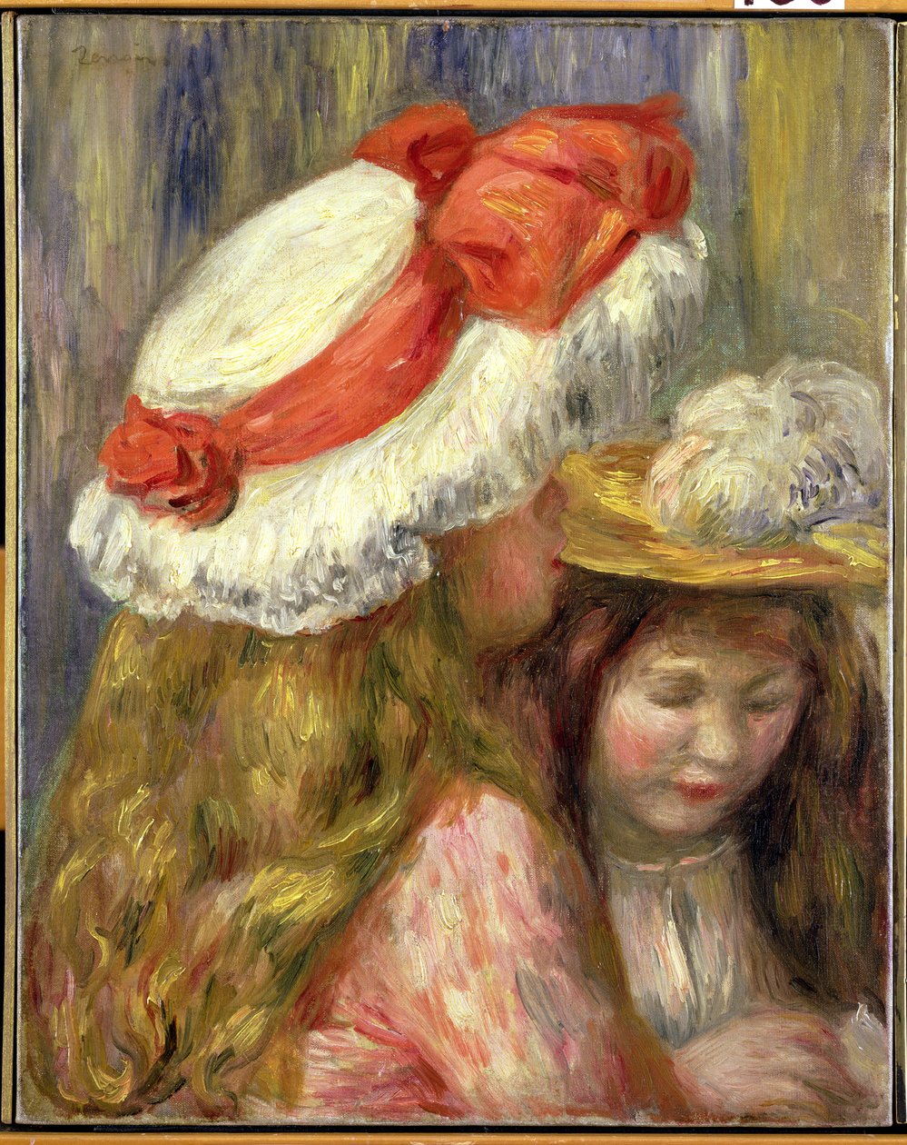 ルノワールのリトグラフ「黒いリボンの帽子を被った少女」 版画 - 版画