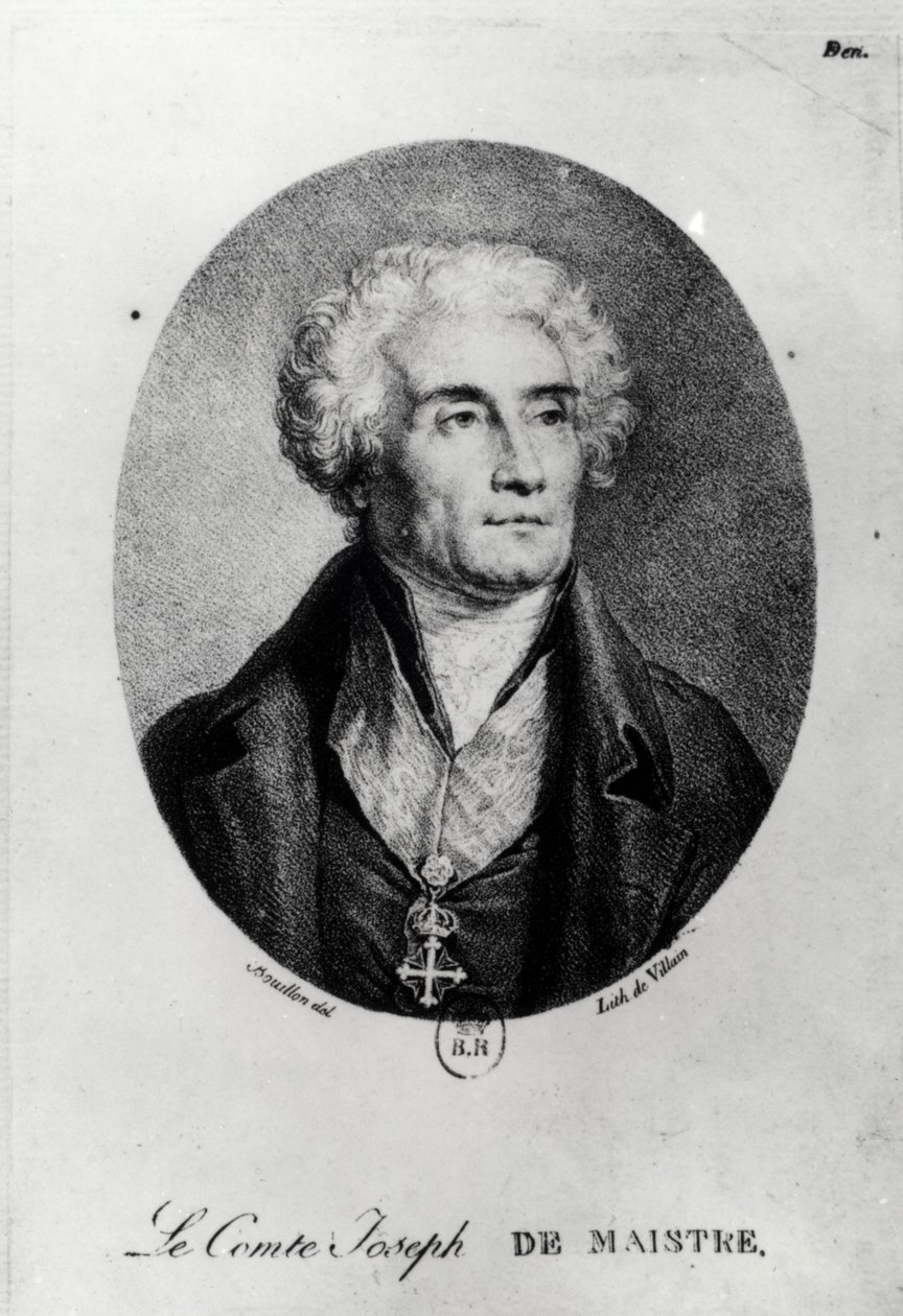 ジョセフ・ド・メーストル伯爵（1753-1821）の肖像、フランソワ・ル・ヴィランによって彫刻 作： ピエール・ブイヨン