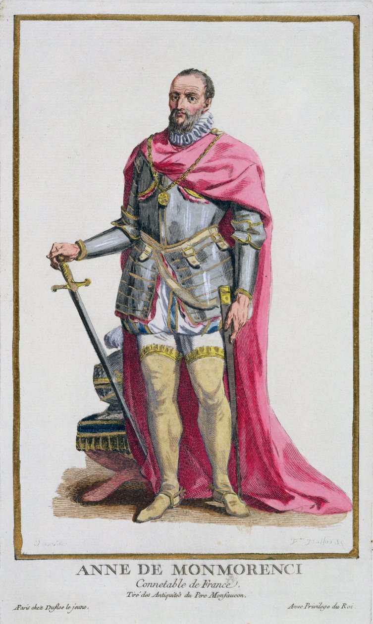 アン・ド・モンモランシー（1493-1567）「すべての既存の国家のコスチュームに続く階級と尊厳を表すレセイルデエスタンプ」のフランス領事、1780年（hand-colou 作： ピエール・デュフロス