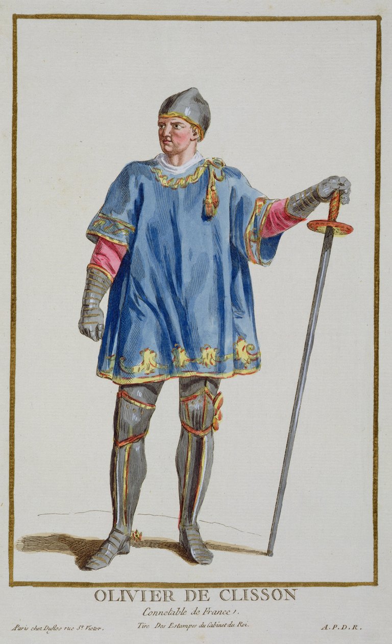 オリヴィエ・ド・クリッソン（1332-1407）「すべての既存の民族のコスチュームに続く、ランクとディグナイトを表すレセイルデエスタンプ」のフランス領事、1780年（ハンドカラー 作： ピエール・デュフロス