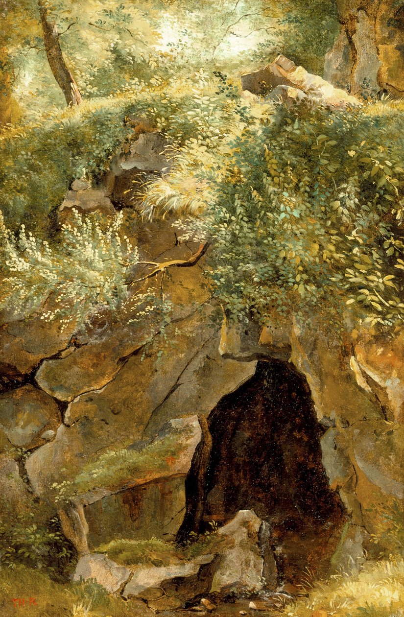 洞窟、1828-30（キャンバスにマウントされた紙に油彩） 作： ピエールエティエンヌセオドアルソー