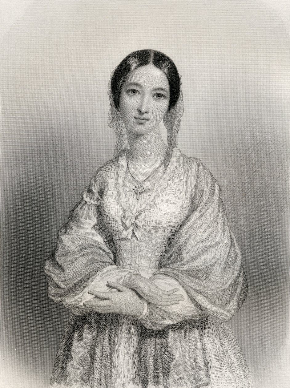 フローレンスナイチンゲール（1820〜1910年）のイラスト、メアリーカウデンクラーク作「世界の著名な女性」、1858年 作： ピエール・ギュスターヴ・ユージン・スタール
