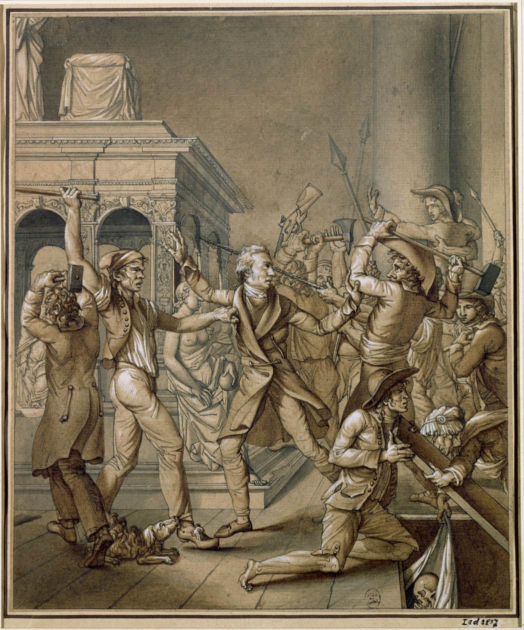 サンドニ教会のフランス君主制の王家の墓の破壊に反対したアレクサンドルレノア（1761-1839） 作： ピエール・ジョセフ・ラフォンテーヌ
