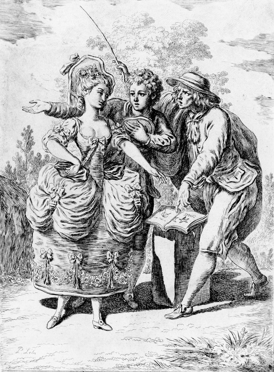Jean-Jacques Rousseau（1712-78）1779による「Le Devin du Village」のイラスト 作： ピエール・レル