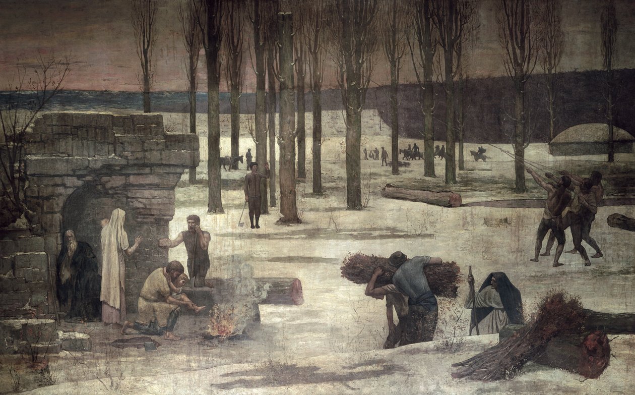 冬、1889-93（壁画） 作： ピエール・ピュビス・ド・シャヴァンヌ