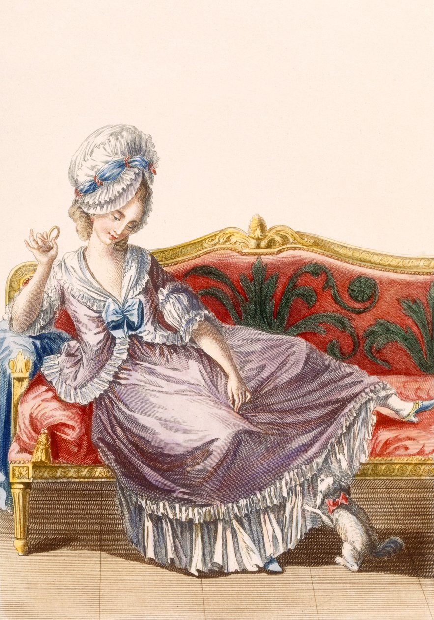 カヴァコアラポロネーズ、デュパンの彫刻、「Galeries des Modes et Costumes Francais」、c.1778-87 99：clothing;伝統的なドレス;伝統的な衣装;ファッション;イラスト 作： ピエール・トーマス・ル・クラーク