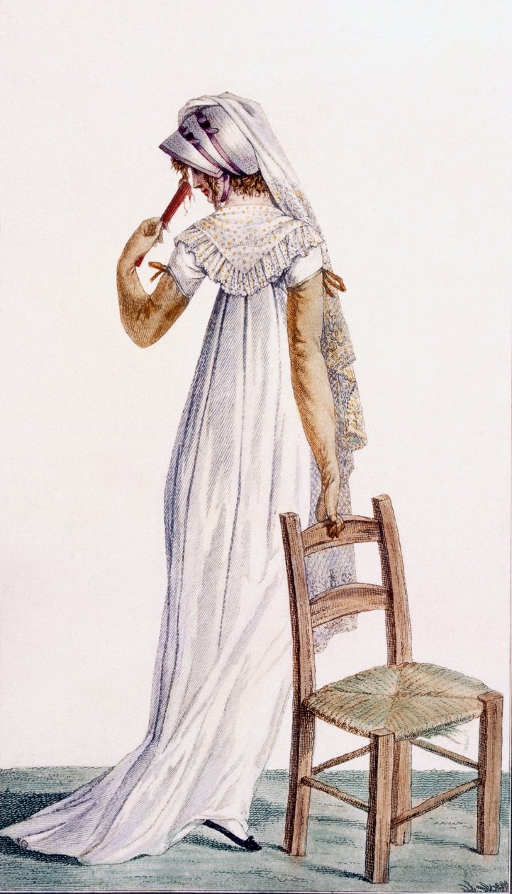 ウォーキングドレス、「Journal des Dames et des Modes」のイラスト、1800 作： ピエール・ド・ラ・メザンゲレ