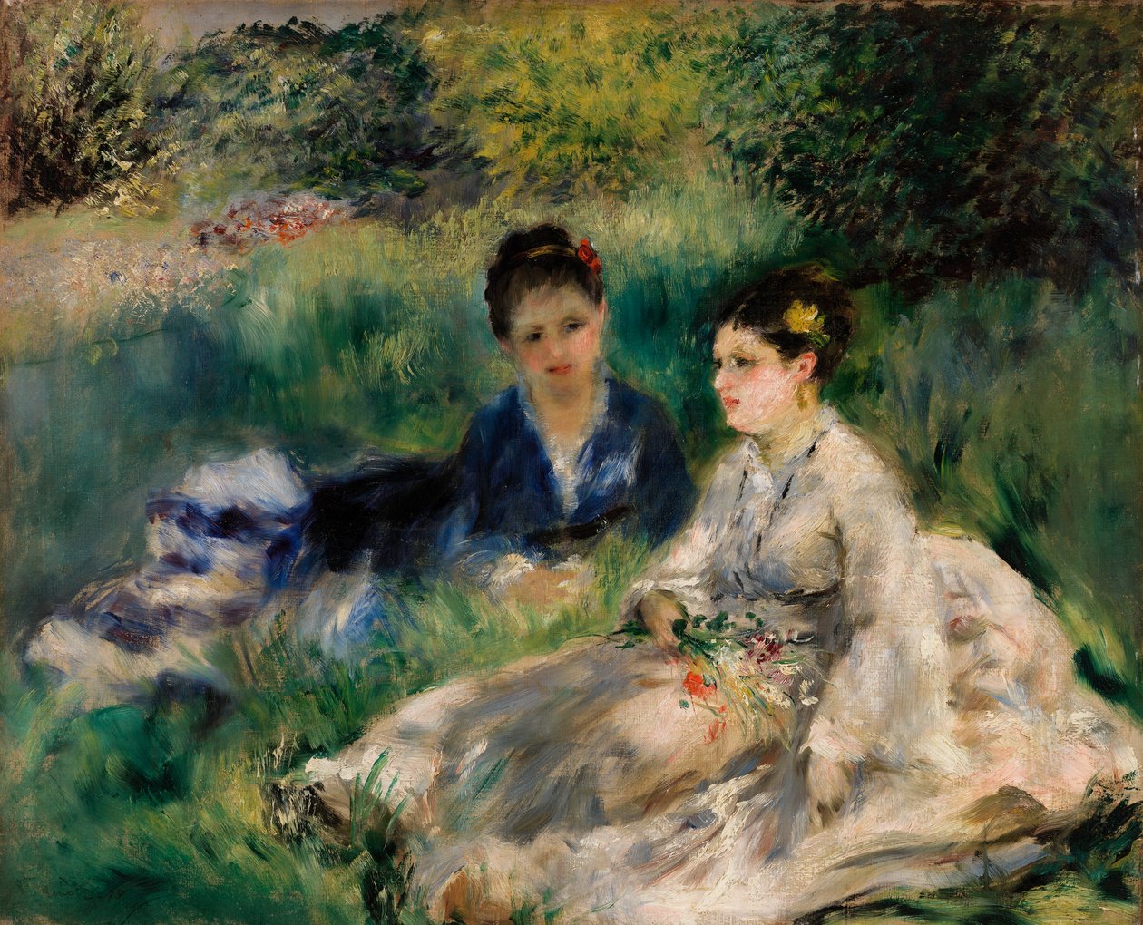 On the Grass (芝生に座る若い女性) 作： ピエールオーギュストルノワール