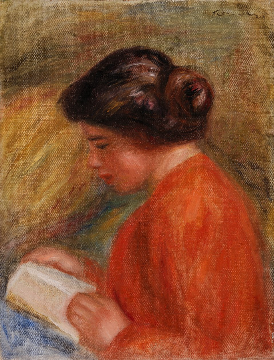 読書する若い女性（Jeune femme lisant, buste） 作： ピエールオーギュストルノワール