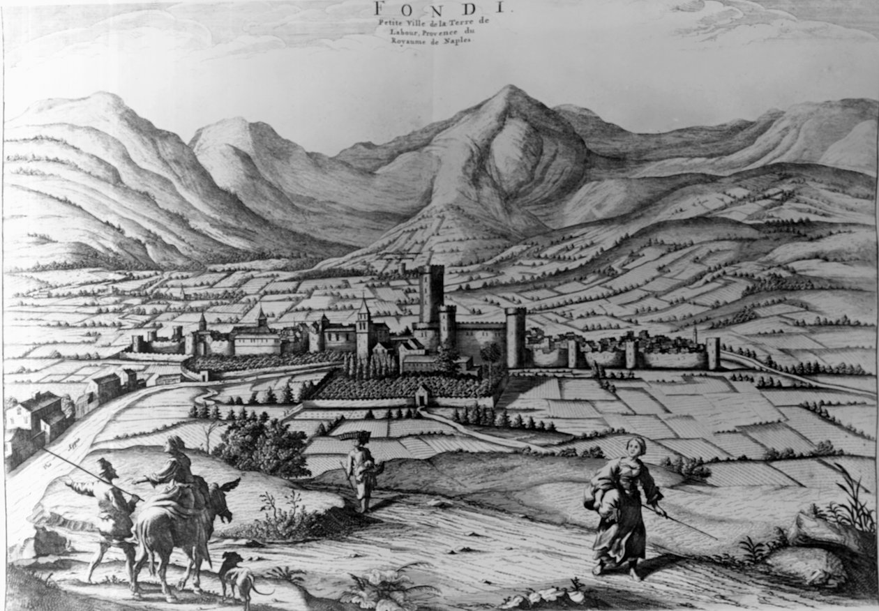 Cidade de Fondi, gravura de Pieter Mortier (1661-1711) do Novo Teatro da Itália 作： ピエール（1661-1711）モルティエ