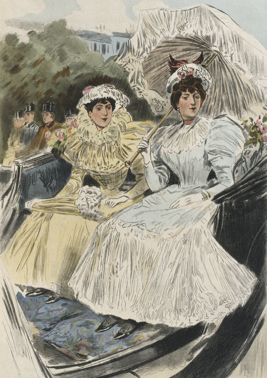 オクターブ・ウザンヌ（1851-1931）による「La Femme a Paris」のイラスト（1894年）（カラー彫刻） 作： ピエール（後）ヴィダル