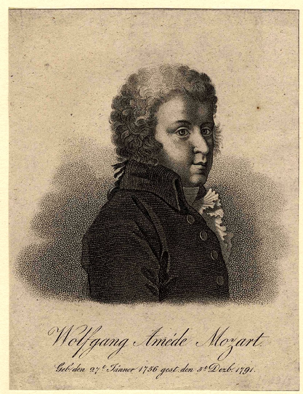 作曲家ヴォルフガング・アマデウス・モーツァルトの肖像、1756～1791年、1824年以降 作： ピエール・アレクサンドル・タルデュー