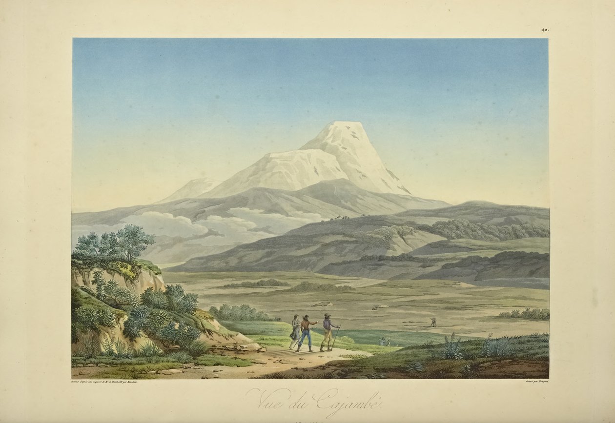 カジャンベの眺め、ブーケの彫刻、アレクサンダー・フォン・フンボルトとアイム・ボンプランの「Vues des Cordillères et Monumens des Peuples Indigènes de l