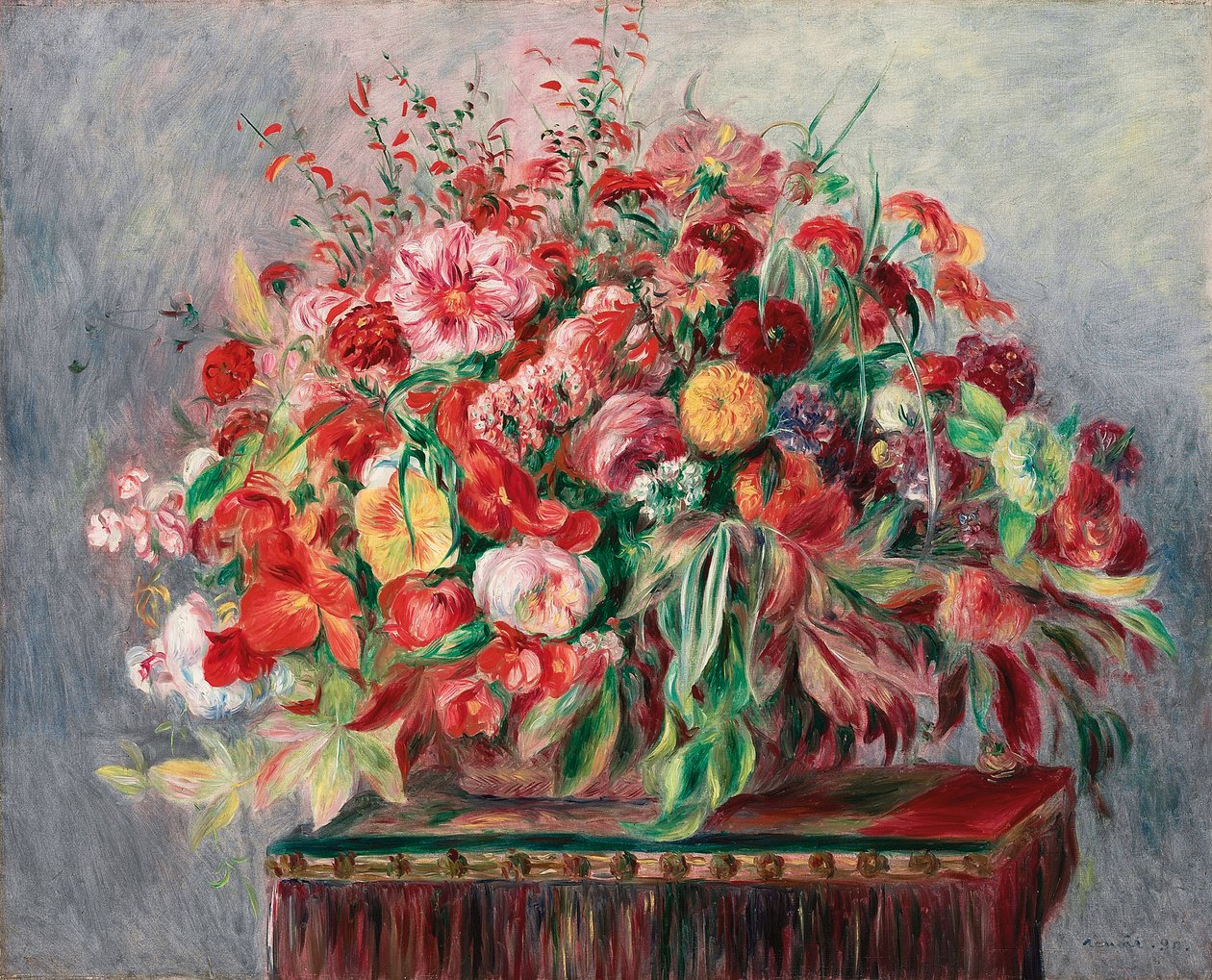 花のバスケット;花のバスケット、1890 作： ピエールオーギュストルノワール