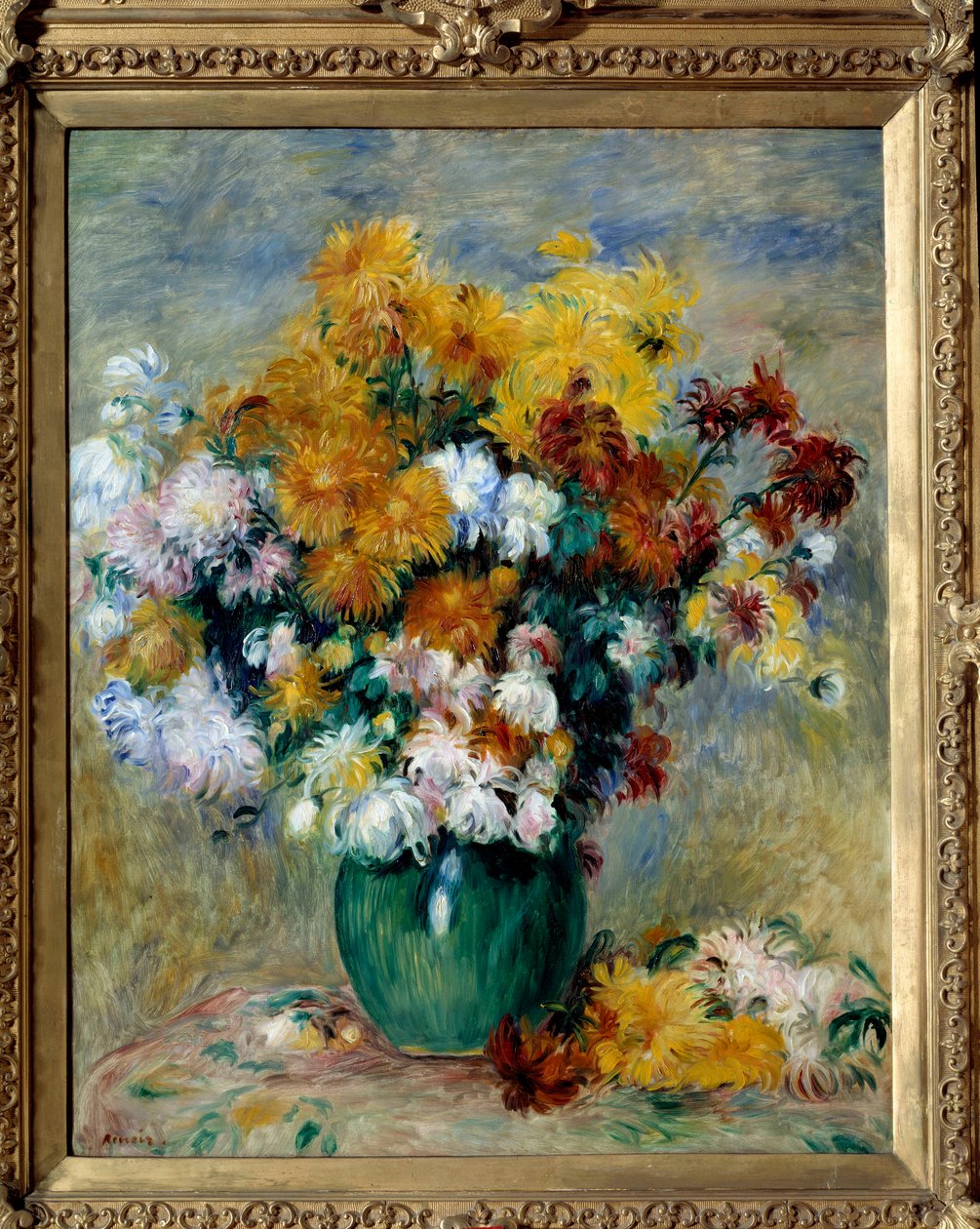 菊の花束。ピエール・オーギュスト・ルノワール（1841-1919）の作品