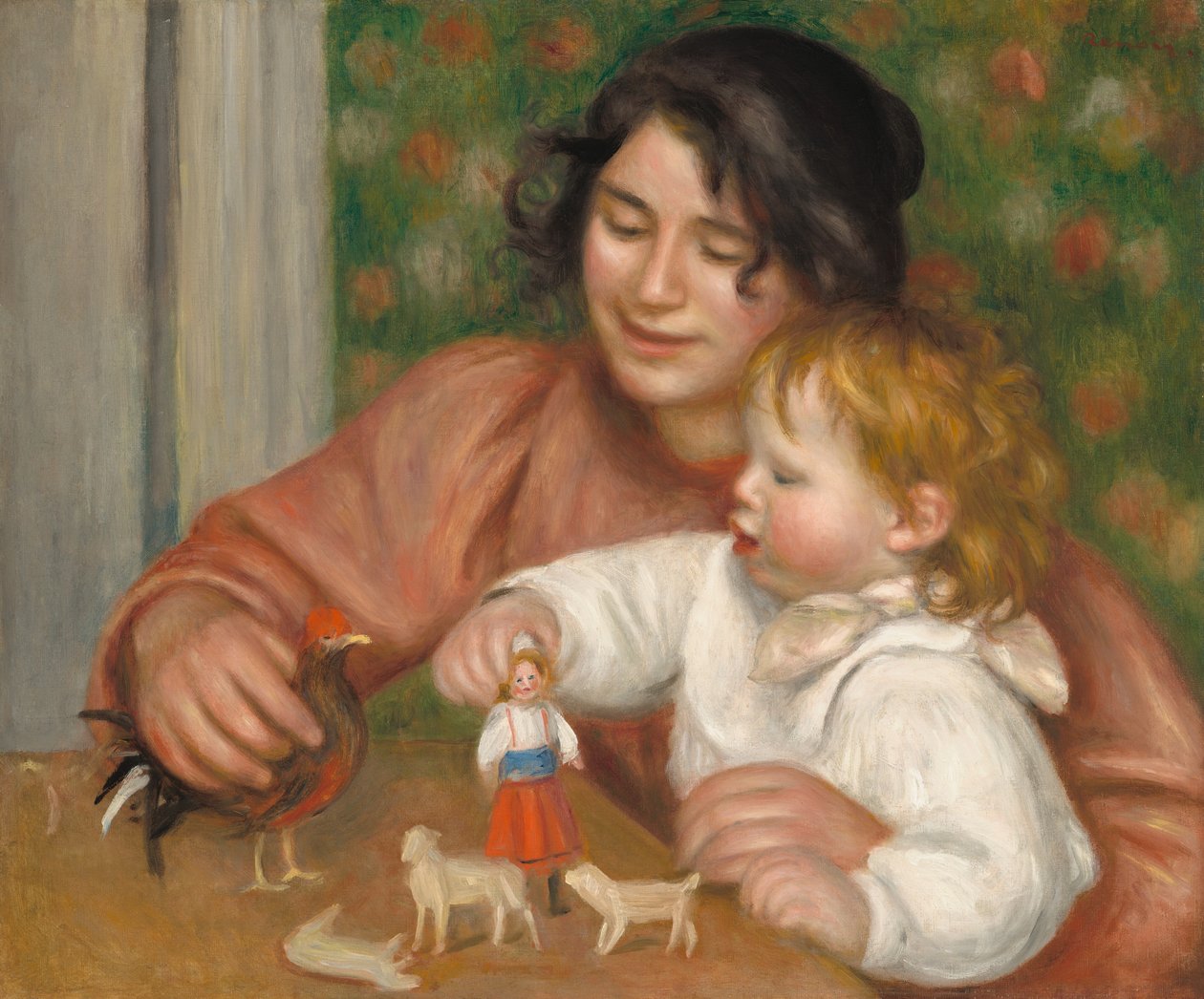 おもちゃを持つ子供 - ガブリエルと芸術家の息子、ジャン、1895-1896。 作： ピエールオーギュストルノワール