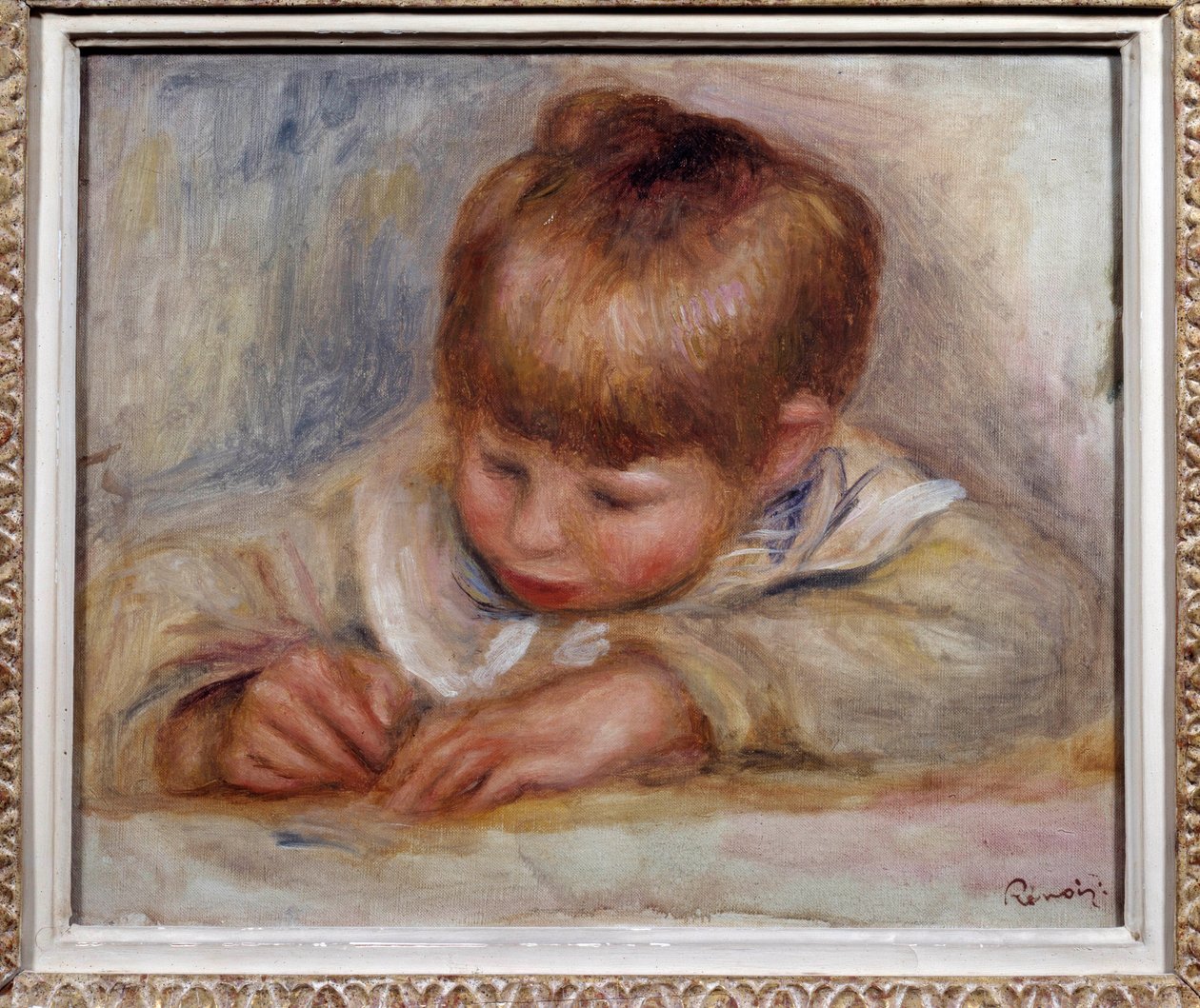 ココ・ライター ピエール・オーギュスト・ルノワール（1841-1919）の絵画。1906.薄暗い。0.29 x 0.37 m. リヨン、美術館 作： ピエールオーギュストルノワール