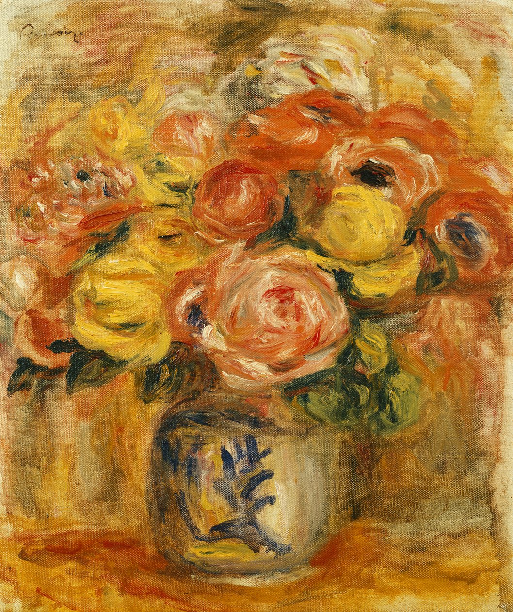 青と白の花瓶の花。青と白の花瓶の花、1915年 作： ピエールオーギュストルノワール