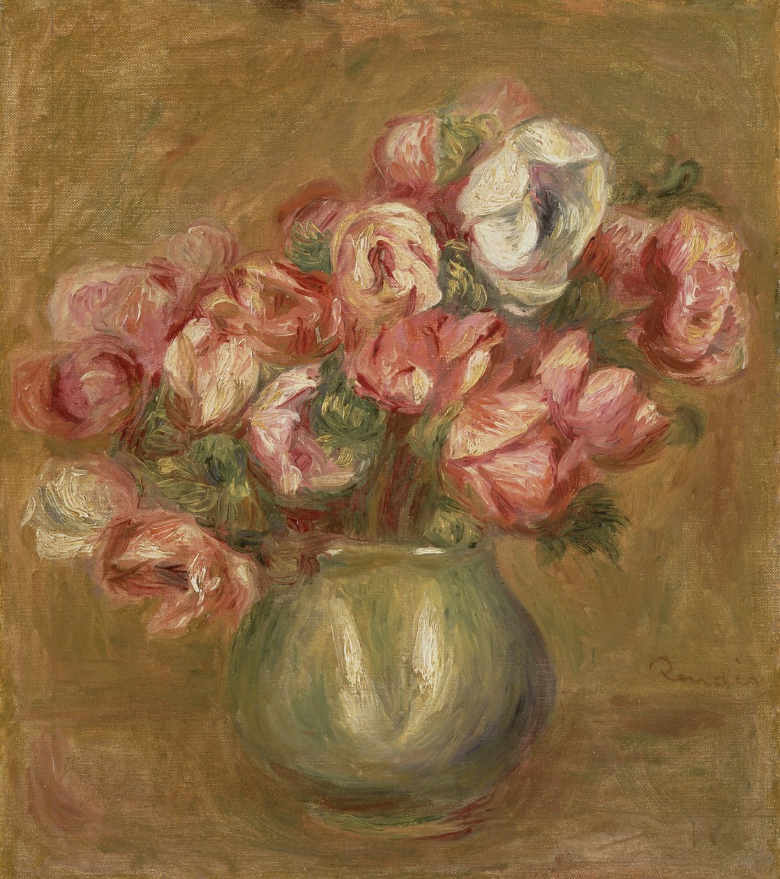 緑の花瓶の花1906 作： ピエールオーギュストルノワール