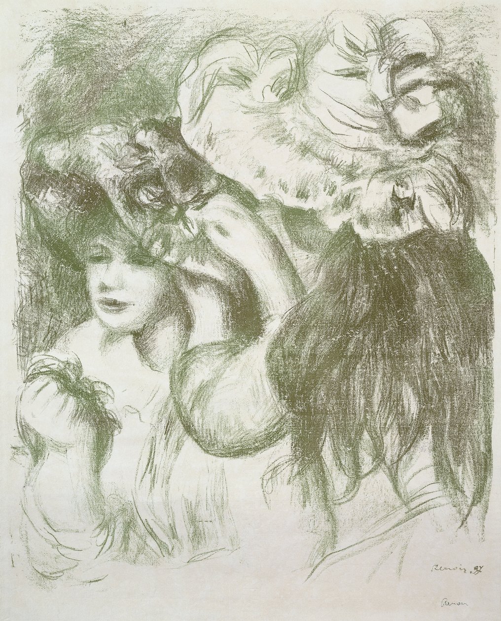 ハットピン、最初のボード; Le Chapeau Epingle、Premiere Planche、c1897 作： ピエールオーギュストルノワール