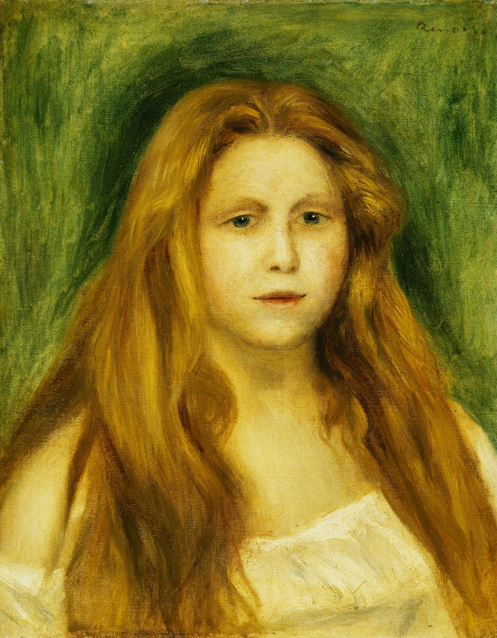 少女の頭;若い女の子の頭、1888 作： ピエールオーギュストルノワール