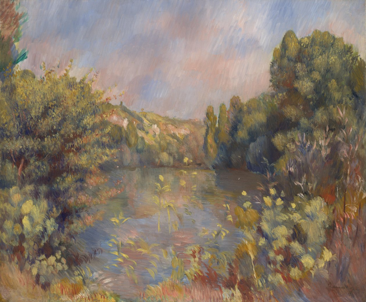 湖畔の風景、c。 1889 作： ピエールオーギュストルノワール