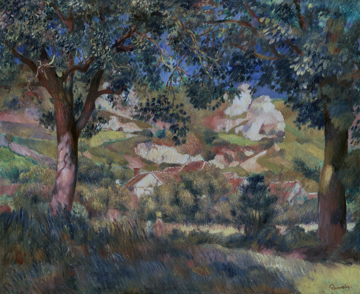 La Roche Guyonの風景、1887年頃（キャンバスに油彩） 作： ピエールオーギュストルノワール