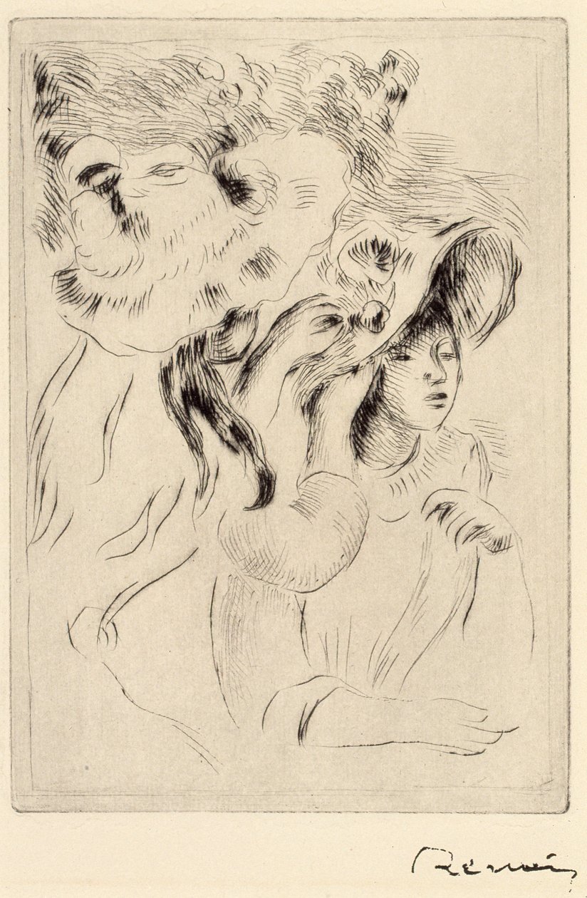 Le Chapeau Epignele、帽子を留める、c1894。 作： ピエールオーギュストルノワール