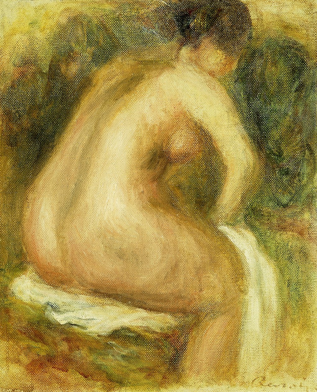 裸の女性の入浴;着席の裸の女性、1910 作： ピエールオーギュストルノワール