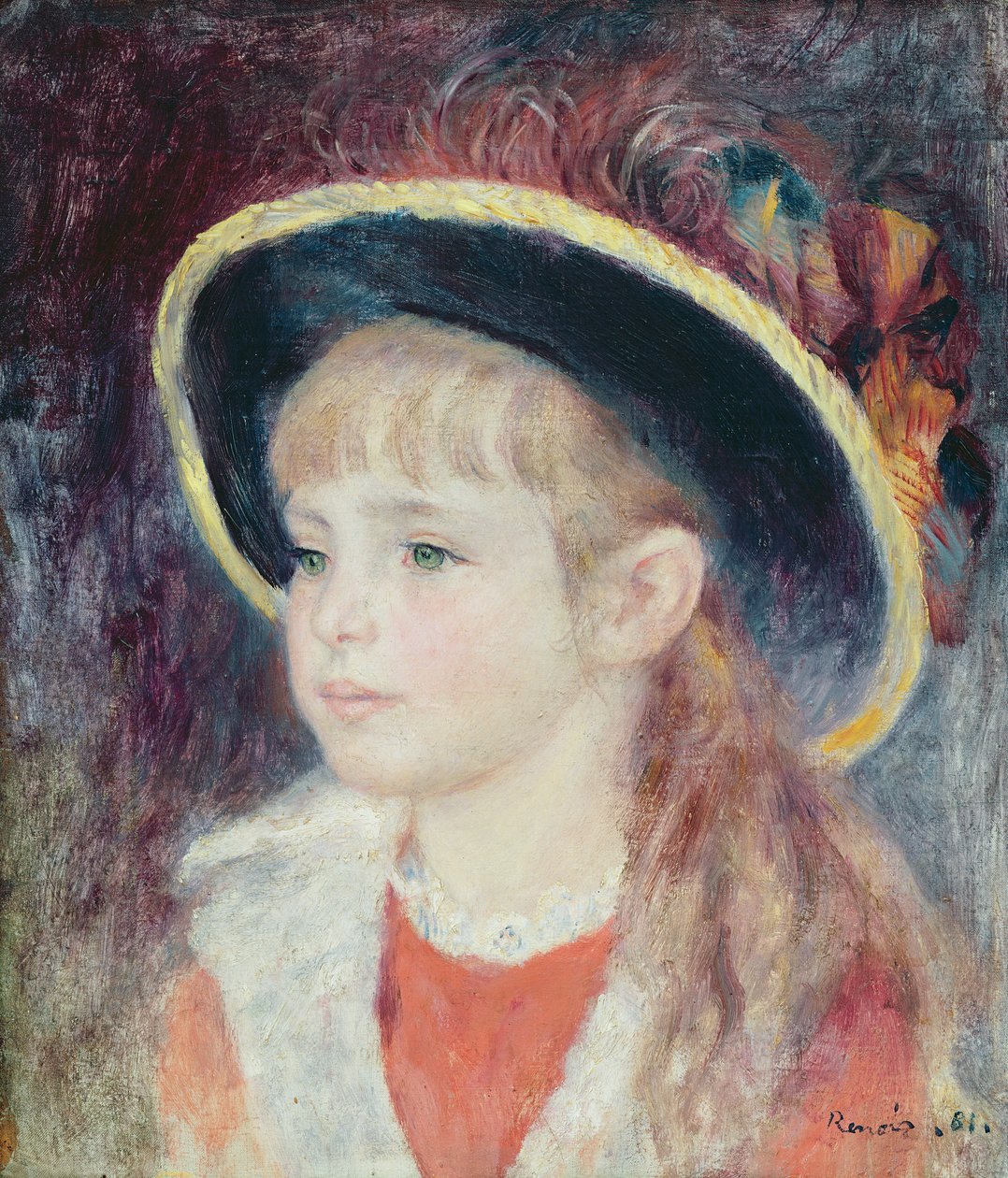 OUTLET SALE- 訳あり品など大放出 青い帽子をかぶった少女の肖像、1881年 絵画
