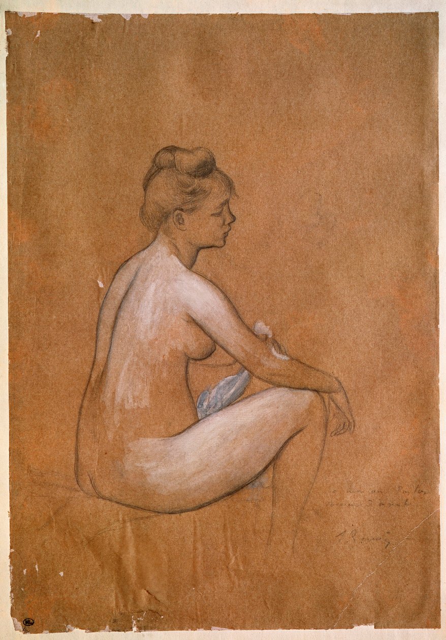座る浴女絵画：ピエール・オーギュスト・ルノワール（Pierre-Auguste 作： ピエールオーギュストルノワール