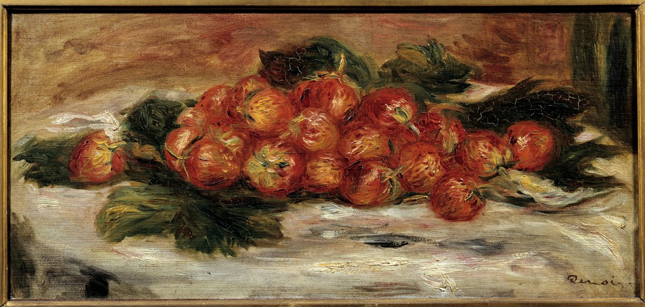 イチゴの様子。ピエール・オーギュスト・ルノワール（1841-1919）の絵画 作： ピエールオーギュストルノワール