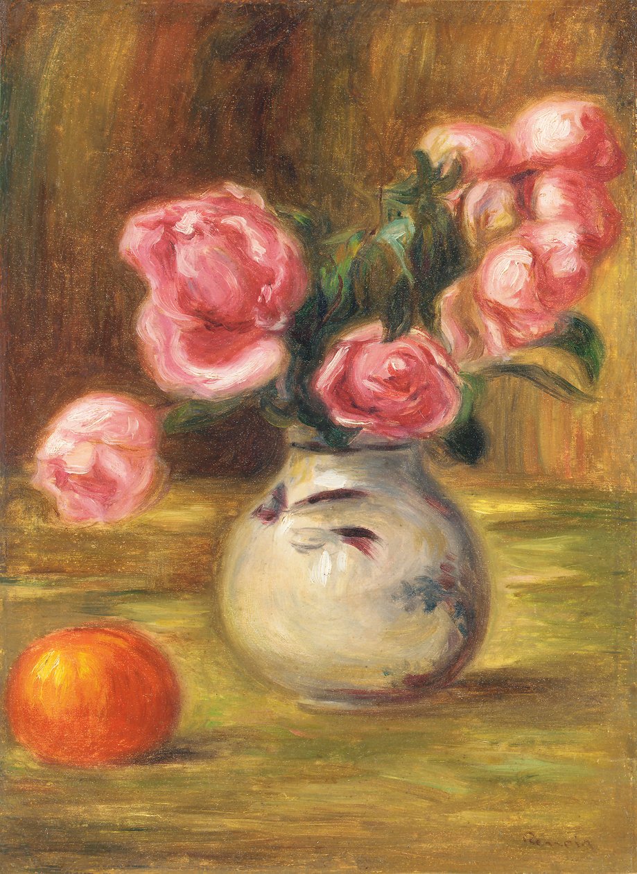 バラの花瓶とオレンジ、1910 作： ピエールオーギュストルノワール