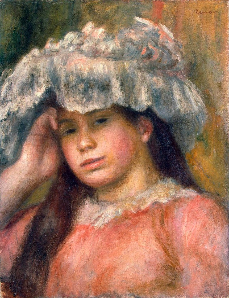 帽子の少女、1892-1894年。 作： ピエールオーギュストルノワール