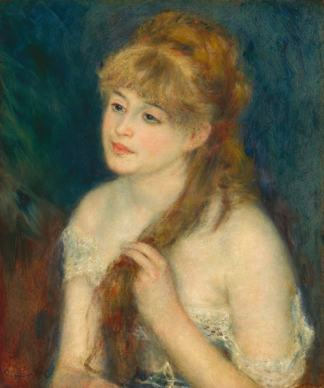 若い女性が髪を編む、1876