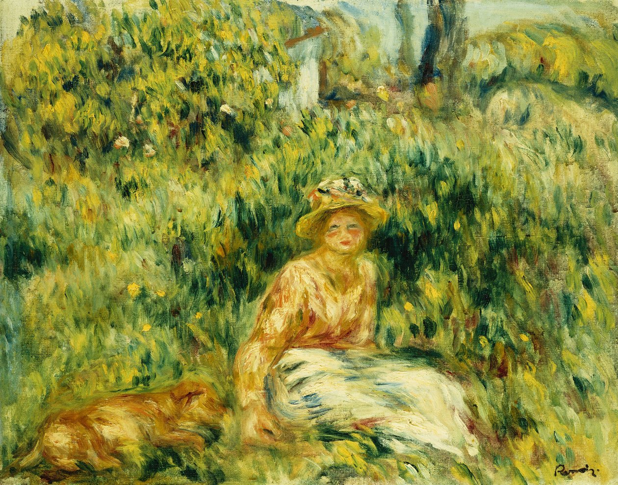 庭の若い女性。庭の若い女性、1916年頃 作： ピエールオーギュストルノワール