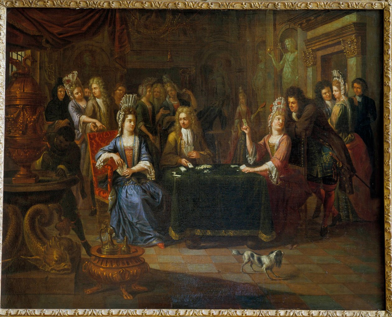 リビングルームでトランプをしている貴族のカードプレイヤー。 ピエール・ベルゲーニュ (1652-1708) の絵画 1699 年アラス、美術館 作： ピエール・ベルゲーニュ