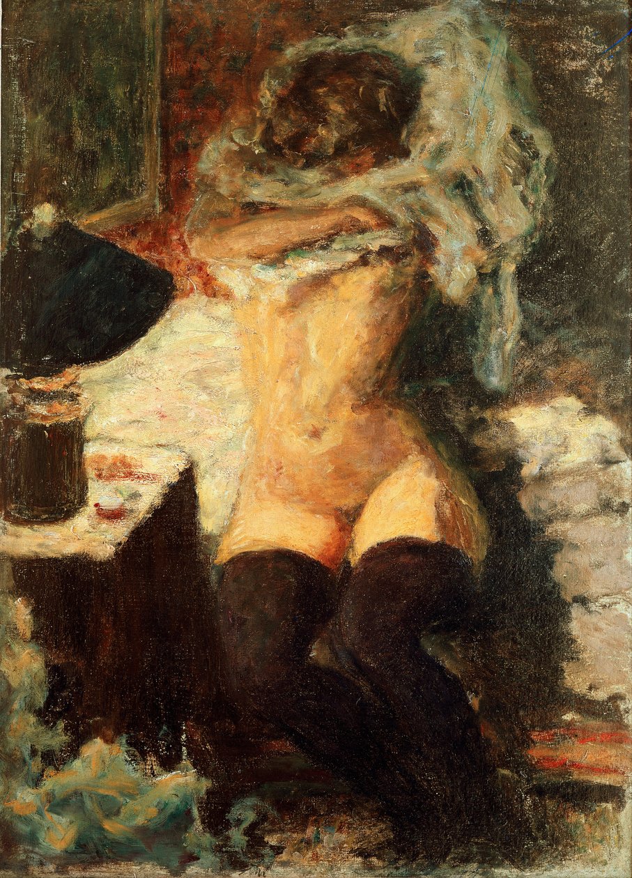 黒いストッキング 女性の脱衣ピエール・ボナール（1867-1947）による絵画 1908年 ディムについて58x43 cm イギリス、ロスリン伯爵のコレクション 作： ピエール・ボナール