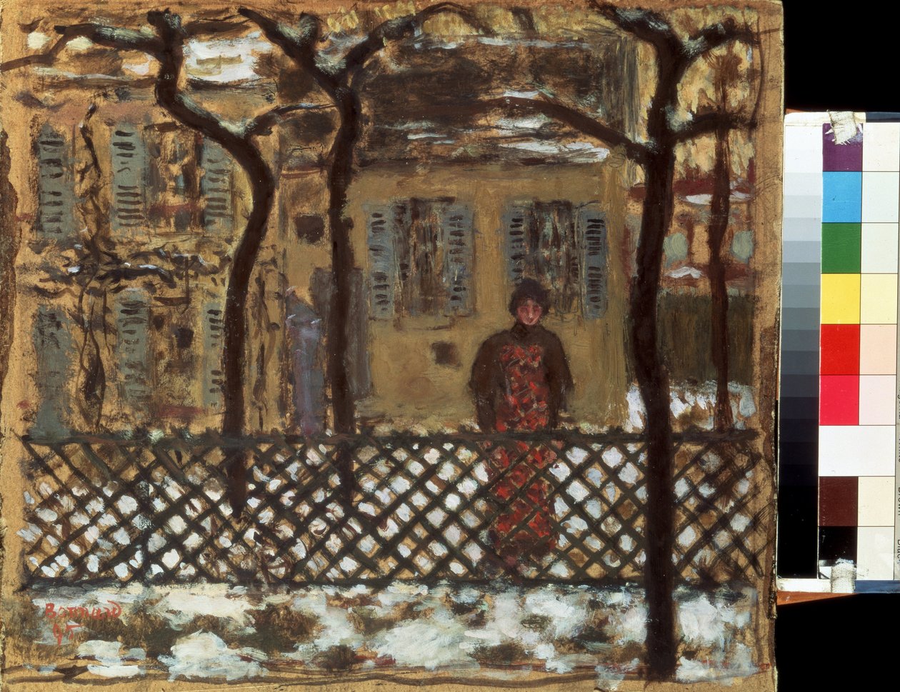 フェンスの後ろ。 ピエール・ボナール (1867-1947) の絵画 作： ピエール・ボナール