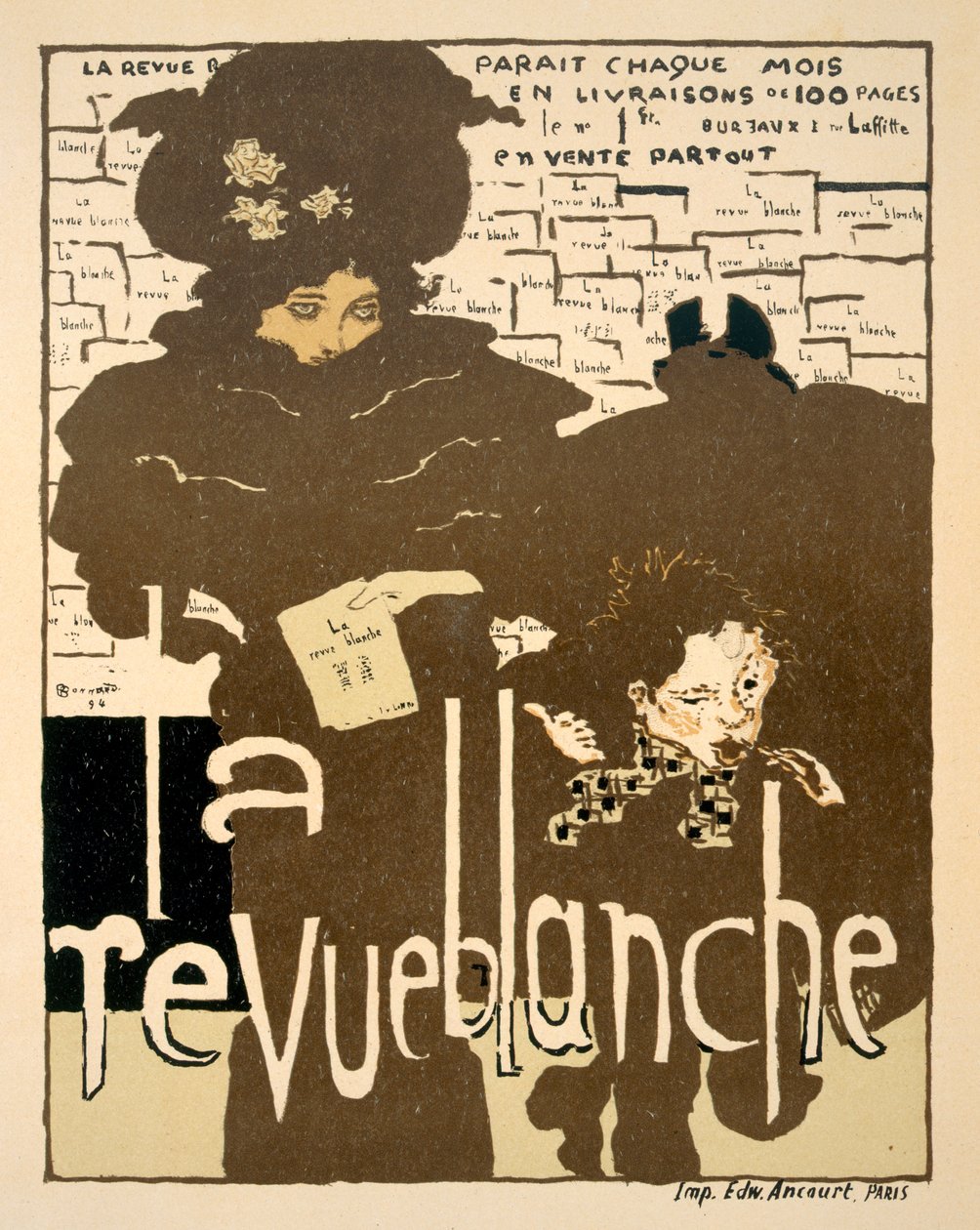 La Revue Blanche、有名な月刊誌1894の創刊号を宣伝するポスター 作： ピエール・ボナール