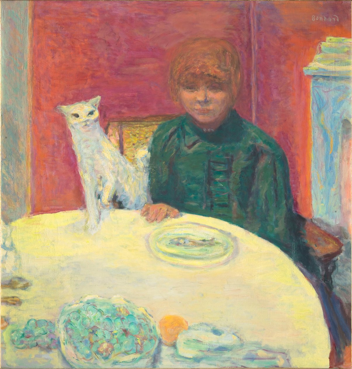 La femme au chat Woman with Cat、1912。 作： ピエール・ボナール