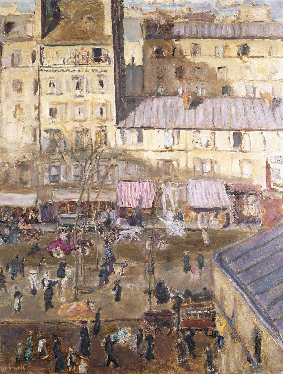 Le Boulevard Exterieur：Boulevard de Clichy and Corner of rue de Douai、c.1904（キャンバスに油彩） 作： ピエール・ボナール